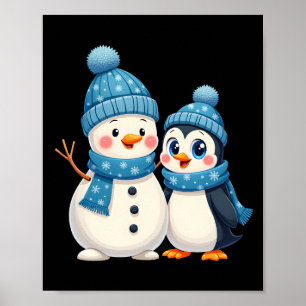 Poster Natal Feliz Natal Para Presente Pinguim Boneco de