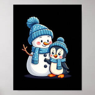 Poster Natal Feliz Natal Para Presente Pinguim Boneco de