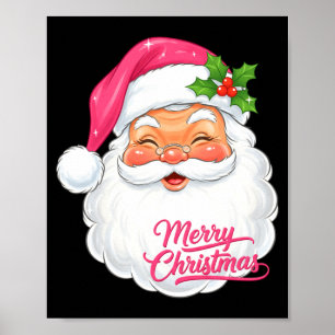 Poster Natal Feliz Natal Rosto de Papai Noel Alegre Papai