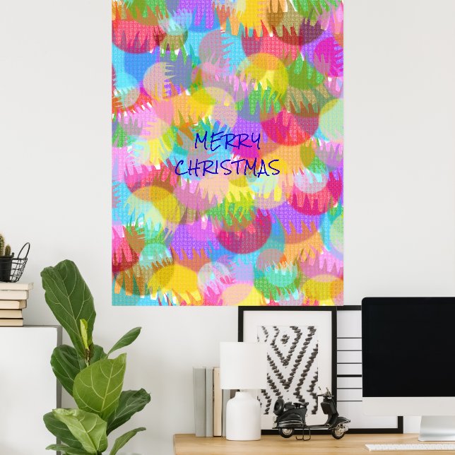 POSTER NATAL FELIZ PERSONALIZADO COM BRILHOS COLORIDOS (Escritório em casa)