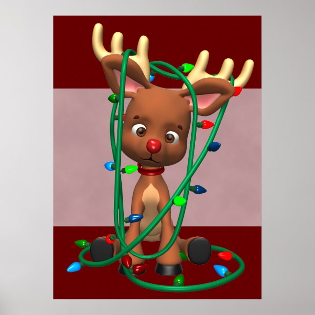 Póster Natal - Feriado da Reindeer Vermelha P (Frente)