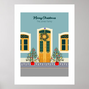 Poster Natal Férias Casa Festiva Portuguesa