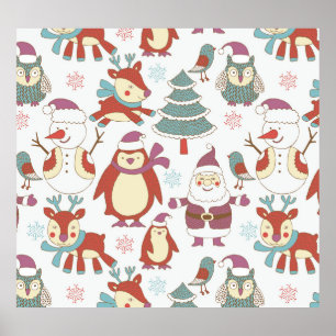 Poster Natal Festivo: Fundo Vintage