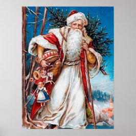 Poster Natal festivo vintage Santa Férias