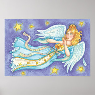 Póster Natal Fofo, Anjo Músico Tocando Sua Corneta