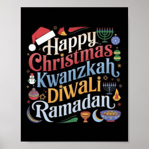 Poster Natal Hanukkah Kwanzaa Diwali Ramadan