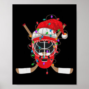 Poster Natal Hockey no Gelo Papai Noel Luzes de Natal Hoc