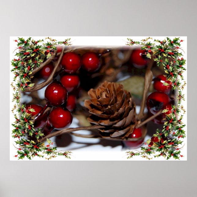 Póster Natal Holly e Pinecone (Frente)