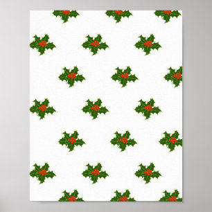 Poster Natal Holly Pattern