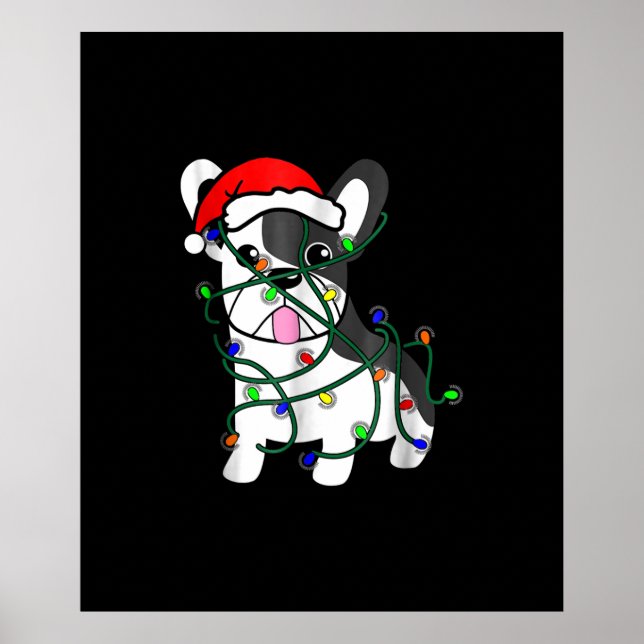 Poster natal ilumina decoração engraçada buldogue francês (Frente)