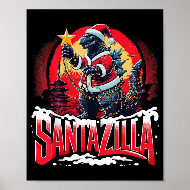 Poster Natal Kaiju Santazilla Monstro Japonês Dinossa (Frente)