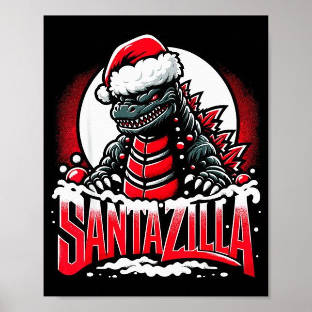 Poster Natal Kaiju Santazilla Monstro Japonês Dinossa (Frente)