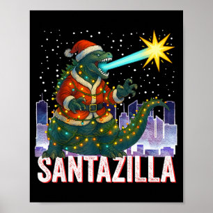 Poster Natal Kaiju Santazilla Monstro Japonês Dinossa