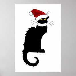 Póster Natal Le Chat Noir Com Santa Hat