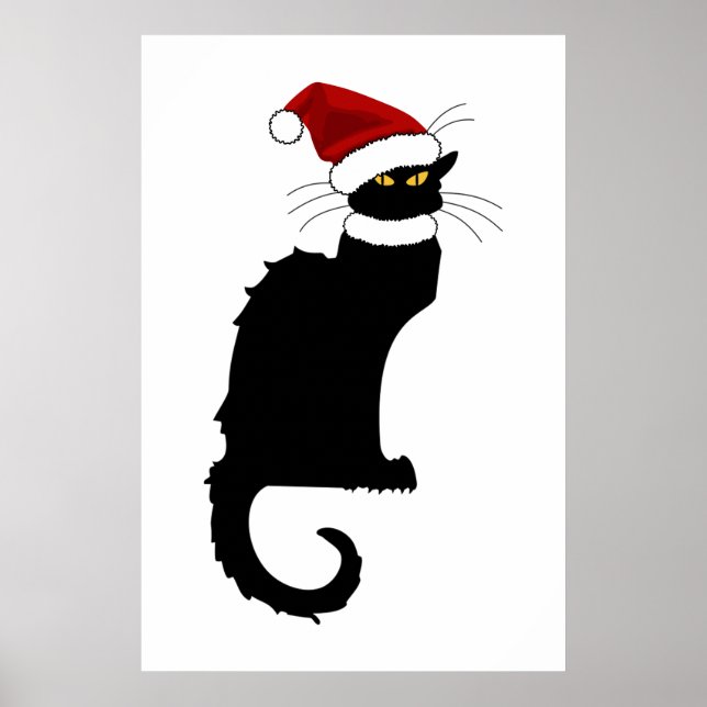 Póster Natal Le Chat Noir Com Santa Hat (Frente)