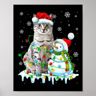 Poster Natal Light Snowman Egípcio Mau Cat Pet Lover