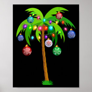Poster Natal Lights Palm Tree Fun Hawaii Beach Tropic