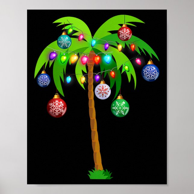 Poster Natal Lights Palm Tree Fun Hawaii Beach Tropic (Frente)