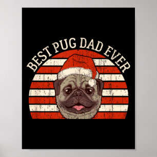 Poster Natal Masculino Retro Vintage Cão Pug Pai Sempre