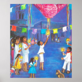 Poster Natal mexicano, Crianças e Pinatas