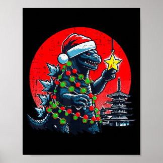 Poster Natal Monstro Japonês Papai Noel Estrela Natal Mul