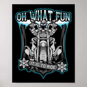 Poster Natal Moto Skull Santa Oh Que Diversão Esqueleto