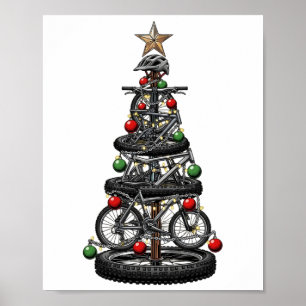 Poster Natal Mtb Mountain Biking Árvore Natal Divertido H