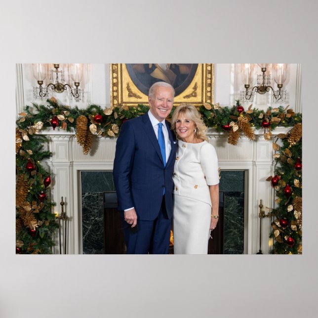 Poster Natal na Casa Branca Presidente Joe Biden Foto (Frente)