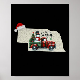 Poster Natal Nebraska Xmas Mapa do Estado Nebraska Christ