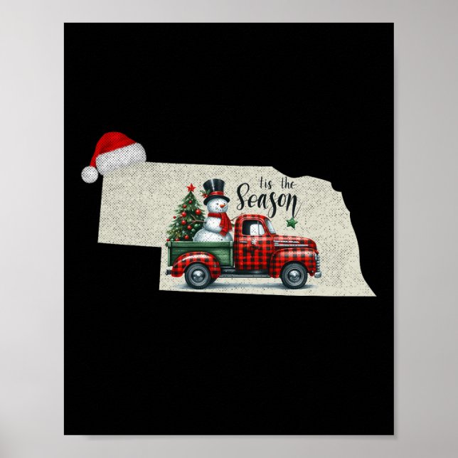 Poster Natal Nebraska Xmas Mapa do Estado Nebraska Christ (Frente)