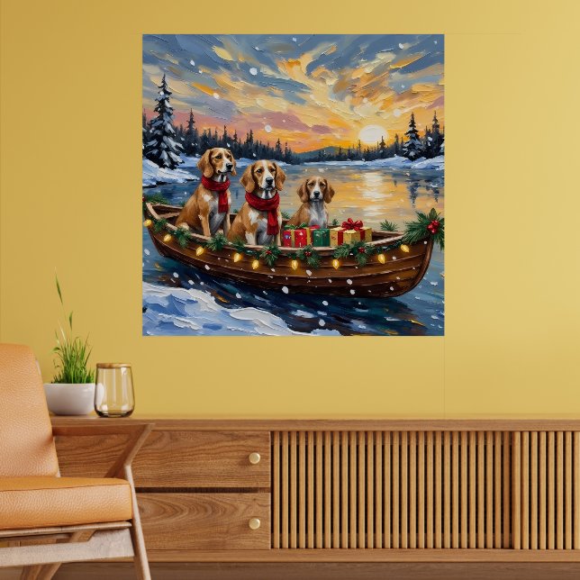 Poster Natal no Barco com Afghan Hound (Sala de Estar 2)