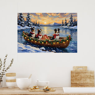 Poster Natal no barco com Border Collie