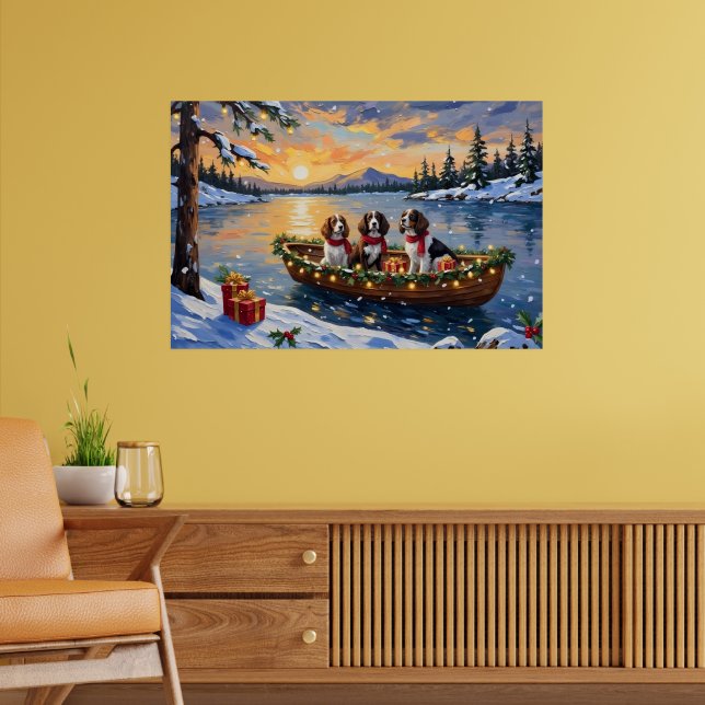 Poster Natal no barco com Brittany Spaniel (Sala de Estar 2)