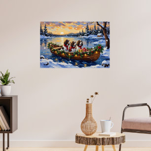 Poster Natal no barco com Springer Spaniel