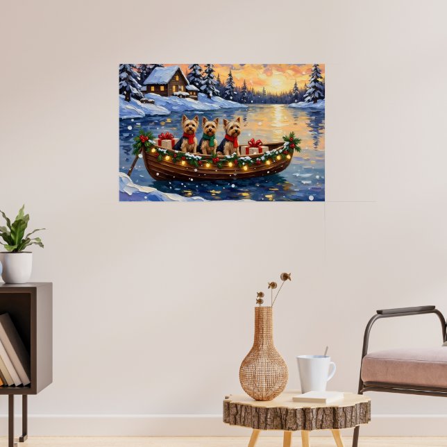 Poster Natal no barco com Yorkipoo (Sala de Estar 3)