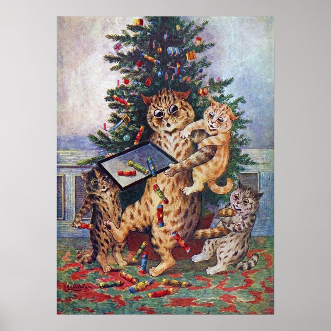 Poster Natal no Gatinho, Louis Wain (Frente)