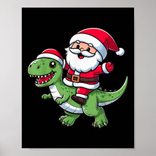 Poster Natal Pajama Santa Claus Ride T Rex Dinossauro F