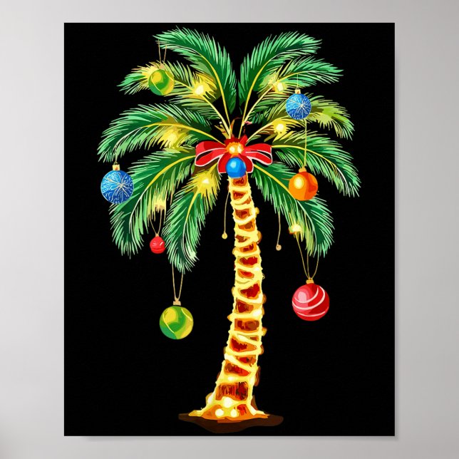 Poster Natal Palm Tree Havaiana Xmas (Frente)