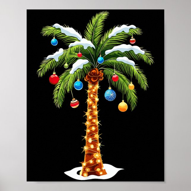 Poster Natal Palm Tree Hawaiai Trocal Xmas (Frente)