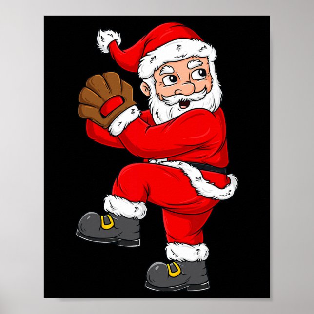 Poster Natal Papai Noel Baseball Pitcher Boys T (Frente)