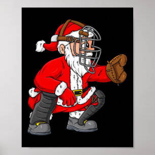Poster Natal Papai Noel Beisebol Garotas
