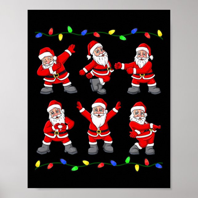 Poster Natal Papai Noel Dançando Árvore Luzes Rapazes (Frente)
