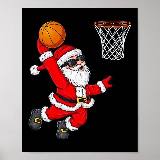 Poster Natal Papai Noel Dunking A Basball Boys Ki (Frente)