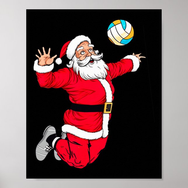 Poster Natal Papai Noel Dunquerando Um Voleibol Engraçado (Frente)