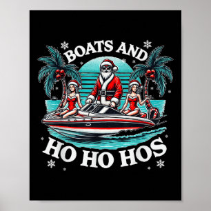 Poster Natal Papai Noel Engraçado Barcos E Ho Ho Hos _1