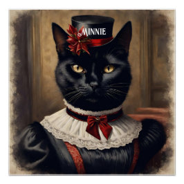 Póster Natal para Gato Negro Bonito