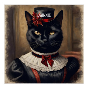 Póster Natal para Gato Negro Bonito