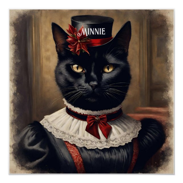 Póster Natal para Gato Negro Bonito (Frente)