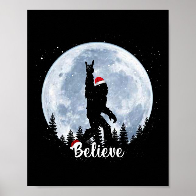 Poster Natal Pé Grande Rock Roll Sasquatch Acredite (Frente)