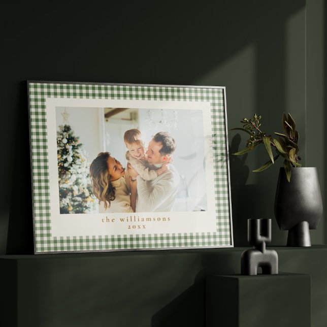 Poster Natal Personalizado com Foto Plaid Xadrez Verde Fo (Criador carregado)